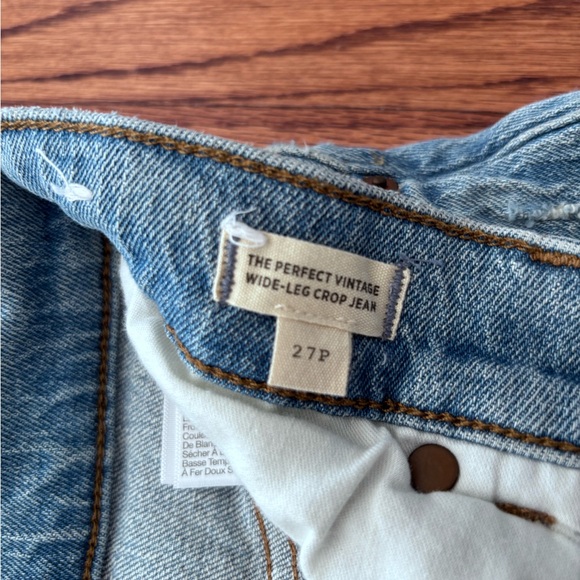 Madewell the perfect vintage wide leg cropped jeans 27P pants frayed hem - Picture 6 of 6